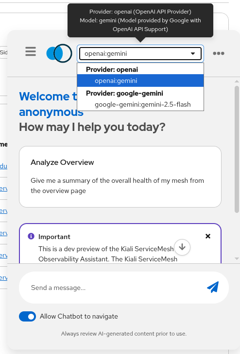Kiali Chatbot models