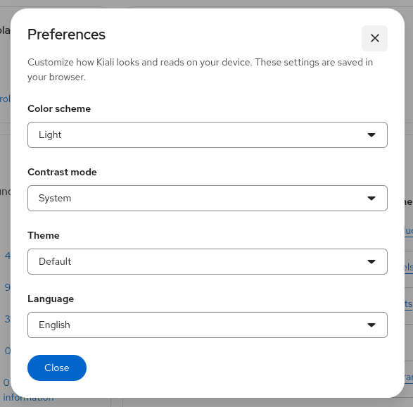 Preferences appearance settings