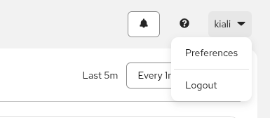 User dropdown with Preferences menu item